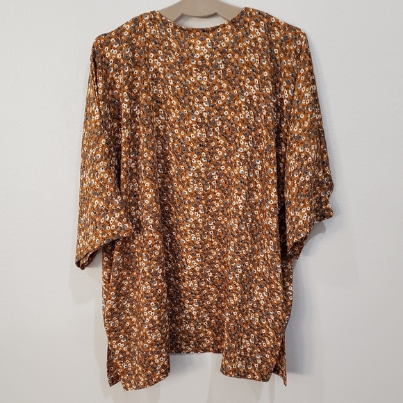 NEW Look by M New York Floral Kimono Style Open Front Cardigan/Pockets One Size - Picture 4 of 7